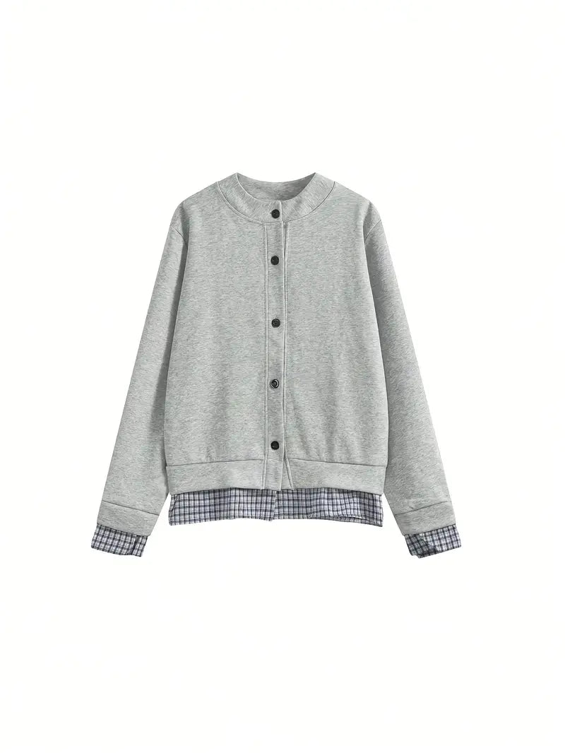 Sweat boutons layer carreaux