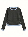 Top rayé col double layer
